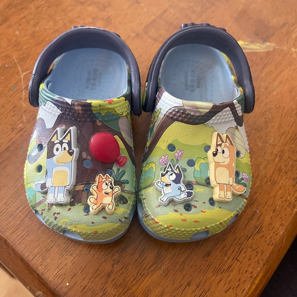 CROCS Kids Cartoon Character Clogs - Green and Blue